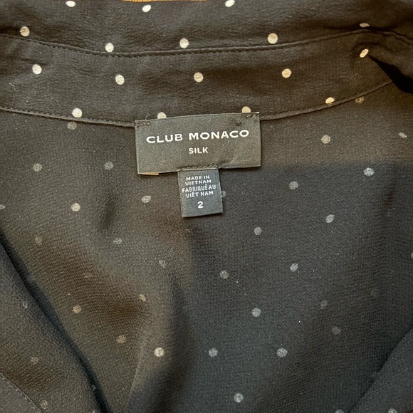 MOVING SALE Club Monaco Black and White Polka Dot 100% Silk Dress - Picture 2 of 8